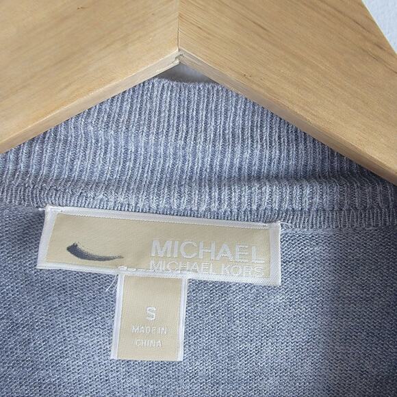 Michael Kors Zip Shoulder Fly Away Cardigan Gray Long Sleeve Gray Size S - Picture 3 of 6